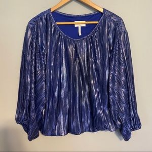 LAUNDRY by Shelli Segal blue shimmer blouse